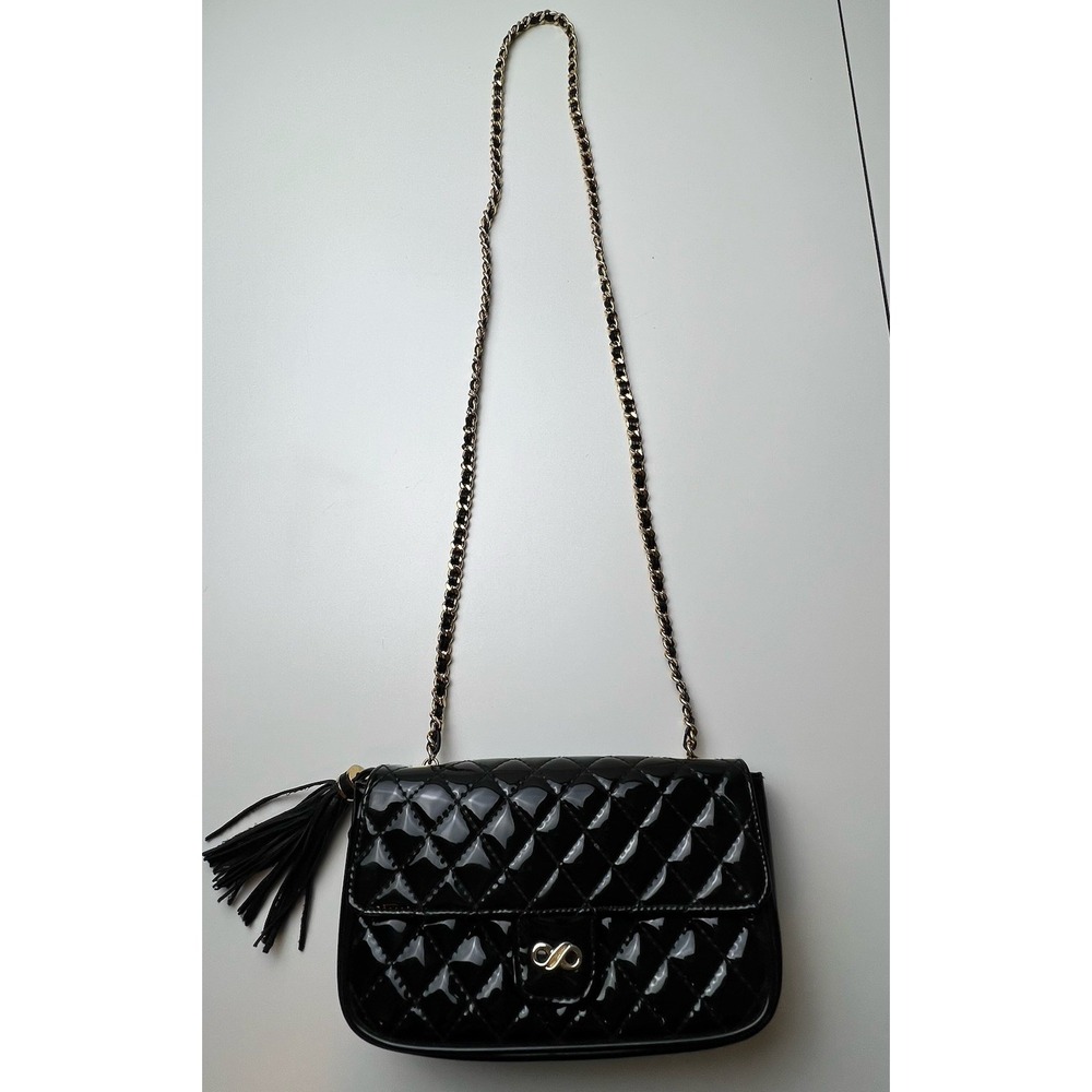 VTG Koret Black Patent Leather Flap Cross-body Shoulder Bag or Clutch